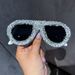 Fashion Large Frame Frog Mirror Front Retro Luxury Full Diamond Street Shooting Catwalk Party Sunglasses Men And Women Anti Ultraviolet_viptrois.com