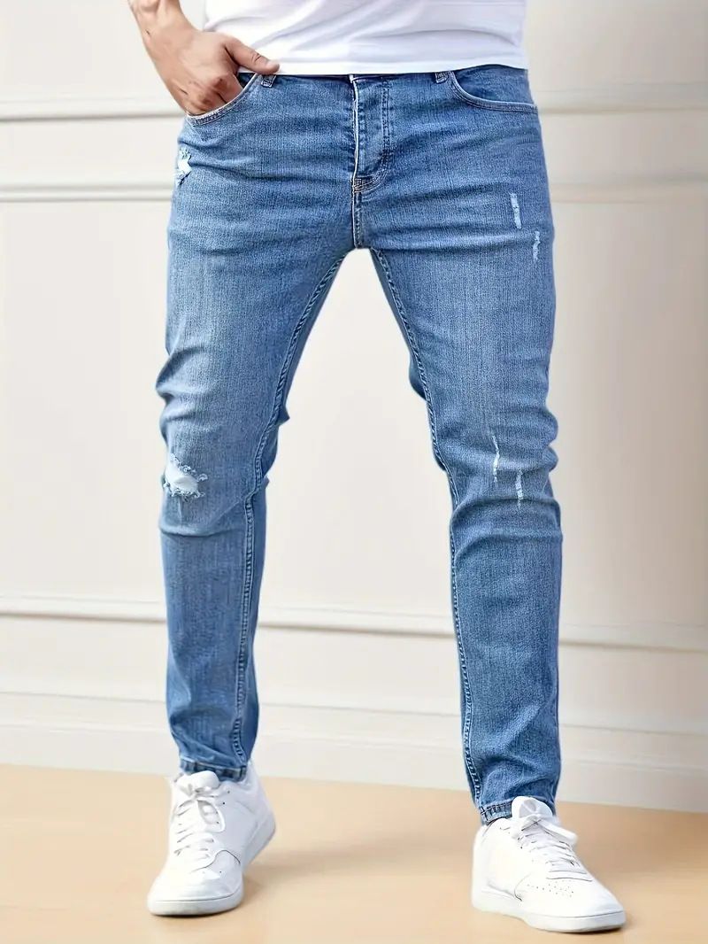 Men's Clothing Side Pockets Skinny Jeans Casual Overalls_viptrois.com