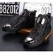 European Warm Series Fashion Short High-top Sneakers Single British Style Height-increasing Martin Boots Hairstylist Leather Sequin Men's_viptrois.com