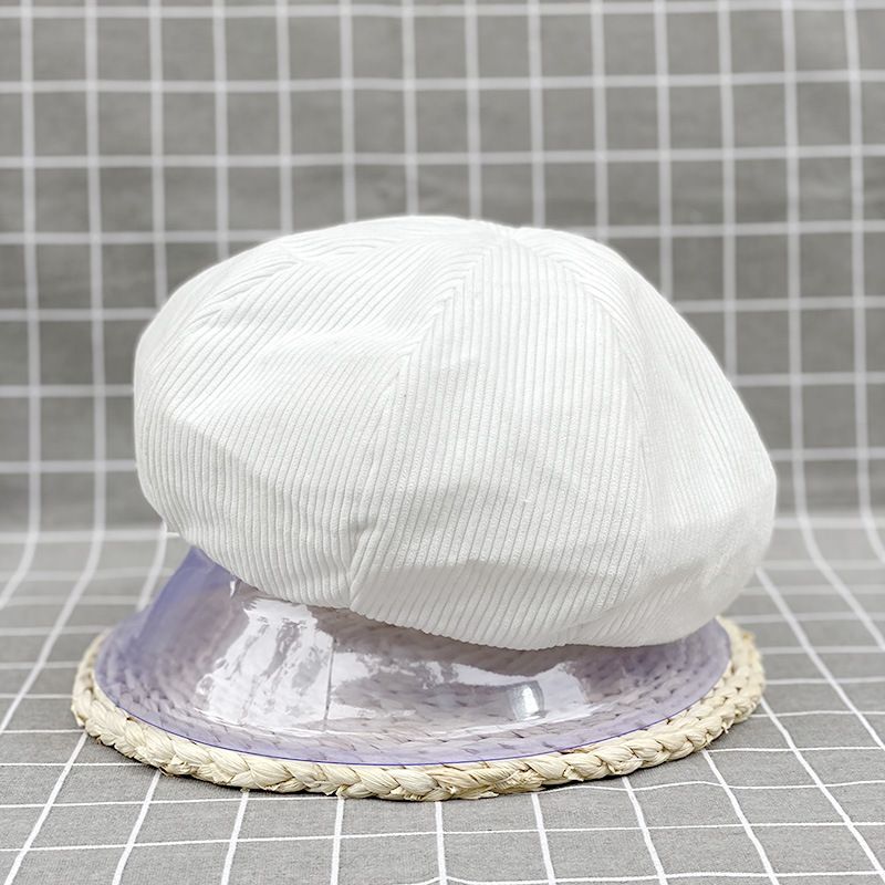 Large Cloud Corduroy Big Octagonal Women's Beret Autumn Winter Face Slimming Warm Pumpkin Hat_viptrois.com