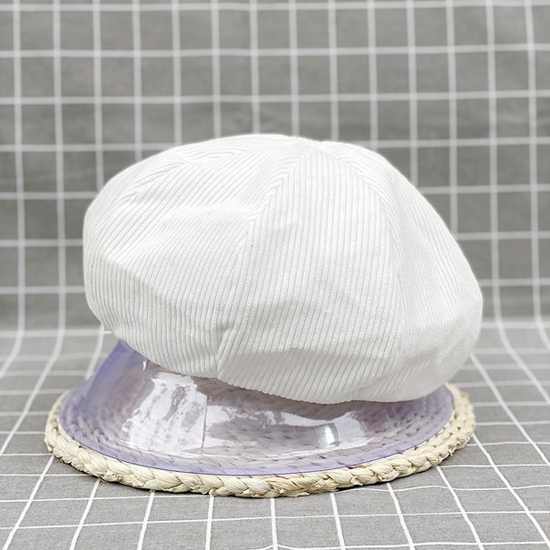 Large Cloud Corduroy Big Octagonal Women's Beret Autumn Winter Face Slimming Warm Pumpkin Hat_viptrois.com