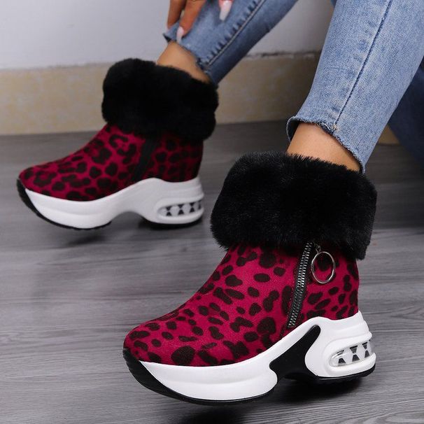Winter new turned hair short tube padded warming heightening cotton boots tide padded short boots_viptrois.com