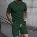 Men's Summer Fashion Casual Sports Suit Short Sleeve Black Polyester T-shirt Set Regular Fit Spring Summer Wear_viptrois.com