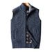 Men's Thick Knit Vest Cardigan For Winter - Warm Fleece Lined Sleeveless Sweater, Breathable & Comfortable, Suitable For Middle-Aged & Seniors_viptrois.com