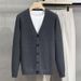 Men’s & Women’s V-Neck Knit Cardigan | Unisex Lightweight Sweater For Spring & Fall (M-3XL, Black/Green/Gray/Beige)_viptrois.com