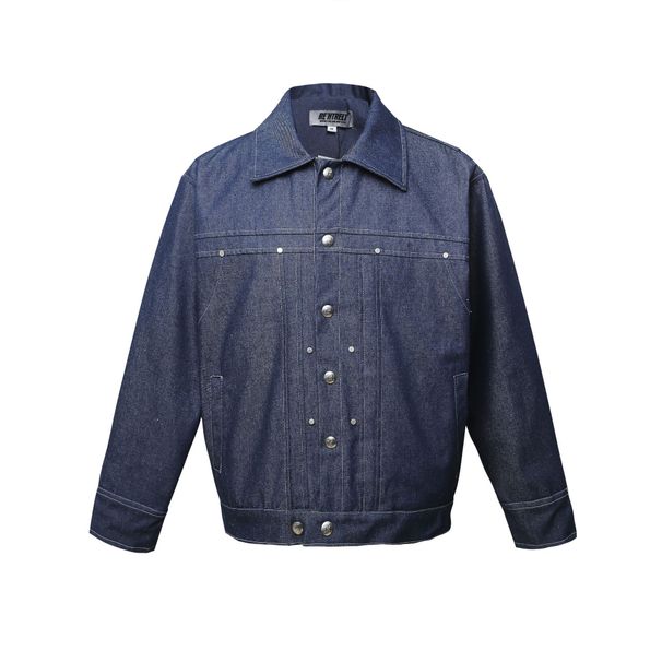 Jiayiku Trendy Brand 2025 Spring New American Style Pleated Washed Denim Loose Boxy Jacket For Men_viptrois.com