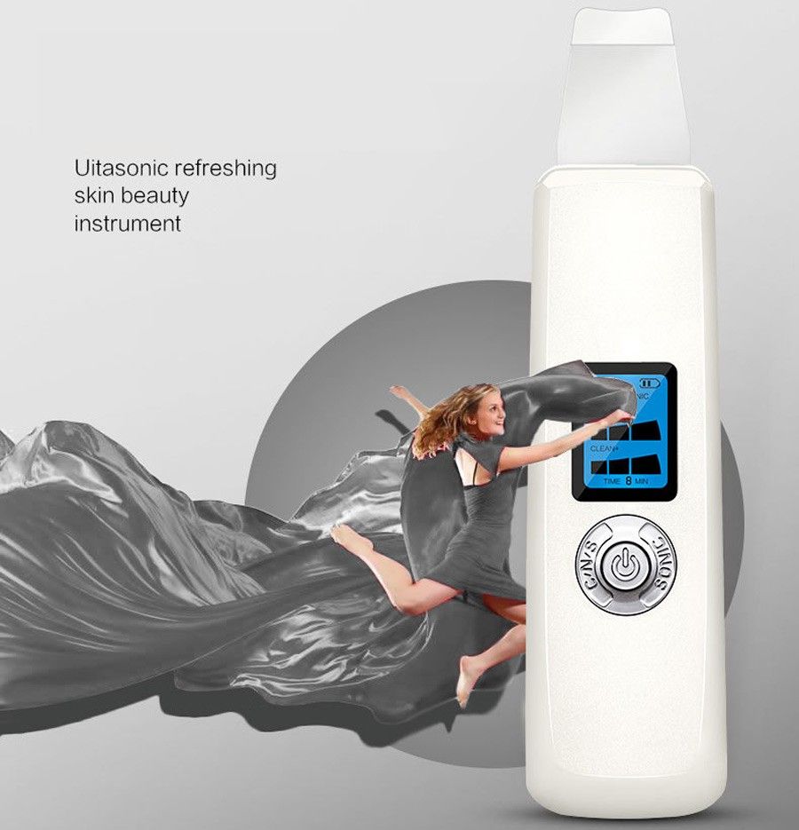 LCD USB Ultrasonic Body Facial Skin Scrubber Peeling Pore Cleaner Skin Care_viptrois.com