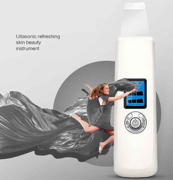 LCD USB Ultrasonic Body Facial Skin Scrubber Peeling Pore Cleaner Skin Care_viptrois.com