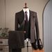 Men's Clothing Premium Double-Breasted Striped Suit Set - Formal & Casual Wedding Tuxedo, Business Blazer With Vest Options (Brown, Navy, Black)_viptrois.com