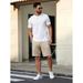 Summer Men's Knitted Waffle Shorts Casual Beach Five Point Pants Breathable Solid Color mid Waist Black Khaki Gray_viptrois.com