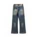 Vintage Denim Men High Street Punk Washed Loose Casual Straight Pants Trendy Basic Style_viptrois.com
