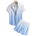 Men's Clothing Gradient Color 3D Printing Spot Summer Vacation Shirt Shorts Set_viptrois.com