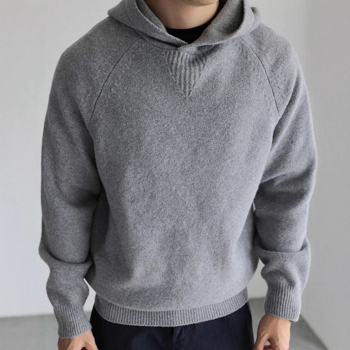 Solid Color Wool-Blend Hooded Sweatshirt | Oversized Knit Pullover With Long Sleeves | Autumn Winter Thick Casual Sweater (S-XL)_viptrois.com