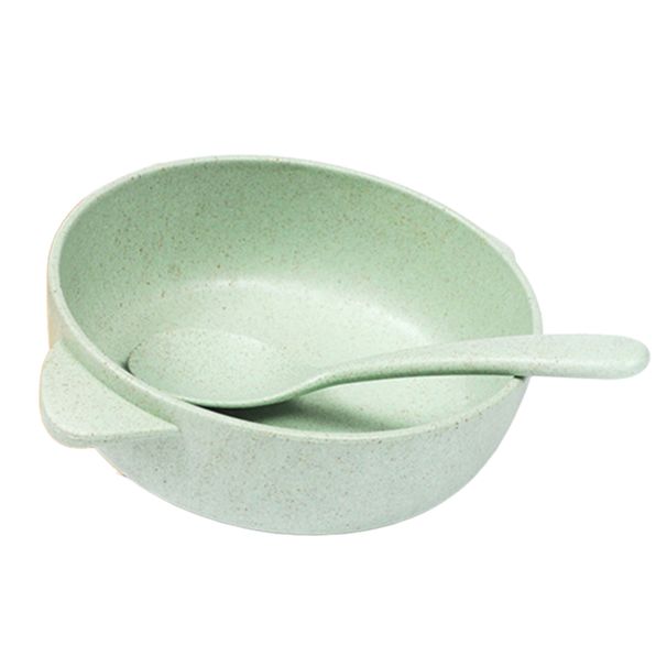 ToysMall 2Pcs/Set Baby Feeding Food Straw Handled Bowl Spoon Training Tableware_viptrois.com
