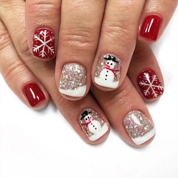 Short Gloomy Square Armor 2024 New Christmas Nail Art Cute Snowman Snowflake Detachable Wear Nail Art 24 Pieces_viptrois.com