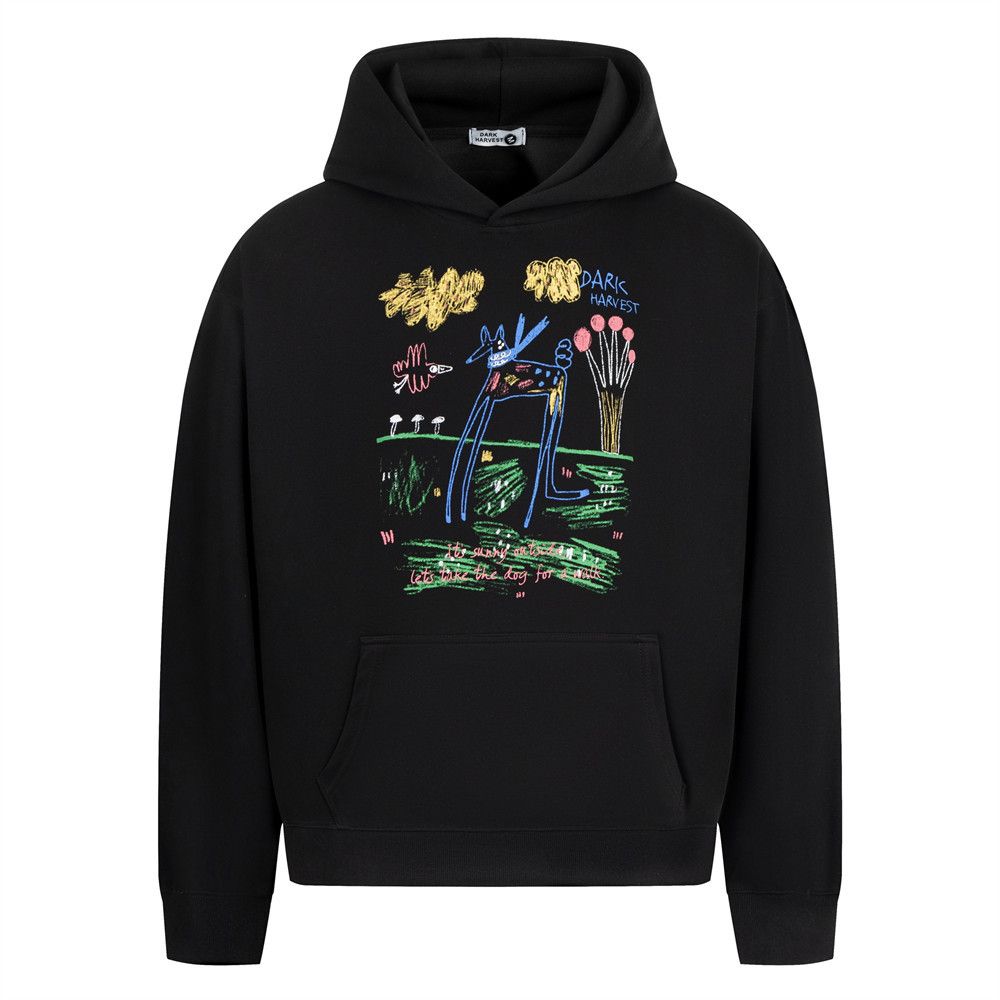 Fun Graffiti Print Hoodie For Men Loose Casual Autumn Winter Style Vibe Hip Hop Street Fashion Long Sleeve Sweatshirt_viptrois.com