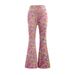 Mother & Kids INS Girl Streetwear Sports Knitted High Waist Marble Print Flared Pants_viptrois.com