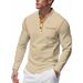Men's Long Sleeve Henley T-Shirt – Premium Polyester Blend, Slim Fit, Solid & Two-Tone Colors For Casual & Business Casual (S-Xxxl, 6 Colors)_viptrois.com