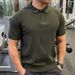 Summer New Style Solid Color Versatile Fashion Knitted Men's Short Sleeved Lapel Casual Thin Breathable T Shirt Business Polo Shirt_viptrois.com