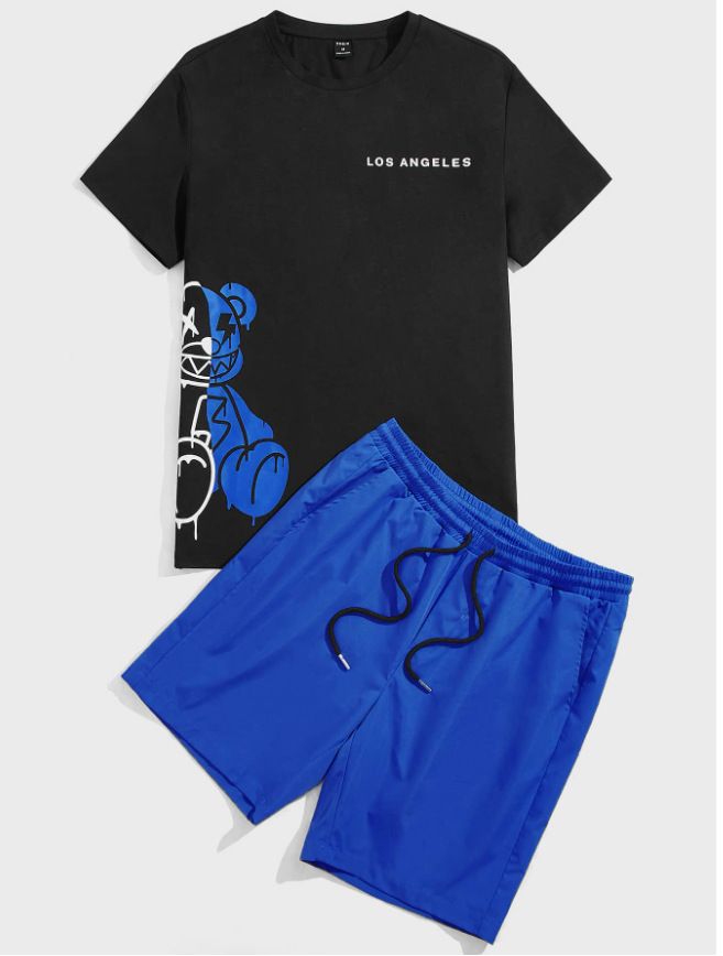 Breathable Cotton Casual Short Sleeve T-Shirt & Shorts Set For Men - Lightweight Summer Outfit, Gym & Streetwear_viptrois.com