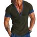 INS2024 Summer Quick-Dry Short Sleeve Casual Men's V-Neck Plus Size Striped T-Shirt Top_viptrois.com
