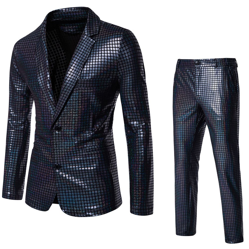 "Men's Sequin Party Suit - Shiny Disco Stage Performance Blazer & Pants Set For Nightclub & Cosplay (Multiple Colors/Sizes)"_viptrois.com