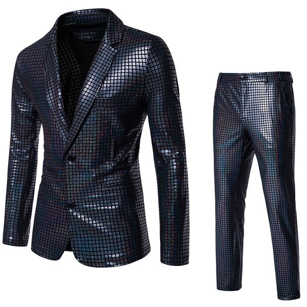 "Men's Sequin Party Suit - Shiny Disco Stage Performance Blazer & Pants Set For Nightclub & Cosplay (Multiple Colors/Sizes)"_viptrois.com