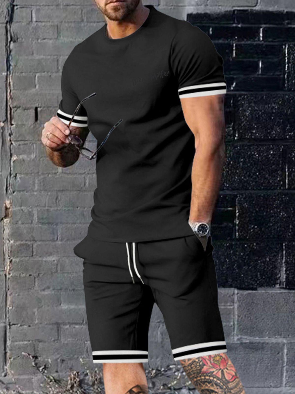 Men's Clothing Summer Men's Short Sleeved T Shirt Round Neck Suit Sports Men's Casual Shorts Two Piece Suit Men_viptrois.com
