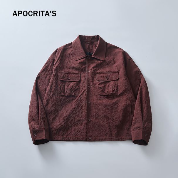 Men's Clothing Spring and Autumn Red Shirt Men's Long Sleeve High end Loose Casual Shirt Cardigan Jacket Bubble Shirt_viptrois.com