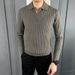 Men's Long Sleeve Knit Polo Shirt - Breathable, Comfortable & Stylish Casual Wear For Spring & Autumn_viptrois.com