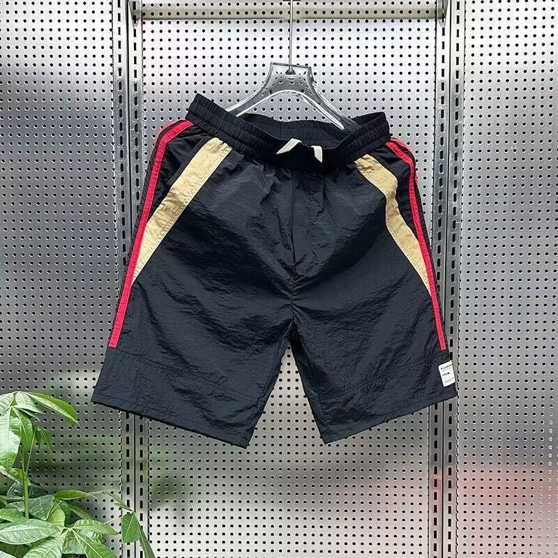 Men's Clothing Summer Color Matching Quick Drying Casual Shorts For Men Trendy And Versatile Loose Shorts For Beach Sports_viptrois.com