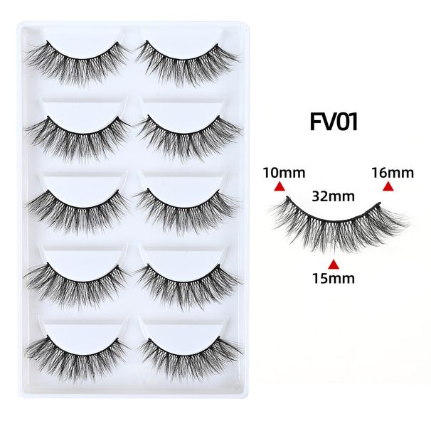 5 Pairs Handmade False Eyelashes - Thick & Curly 3D Lashes (European & American Style, One Piece Design)_viptrois.com