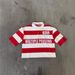 "Men's Casual Red & White Striped Polo Shirt - Breathable Polyester, Short Sleeve, Relaxed Fit, S-2XL"_viptrois.com