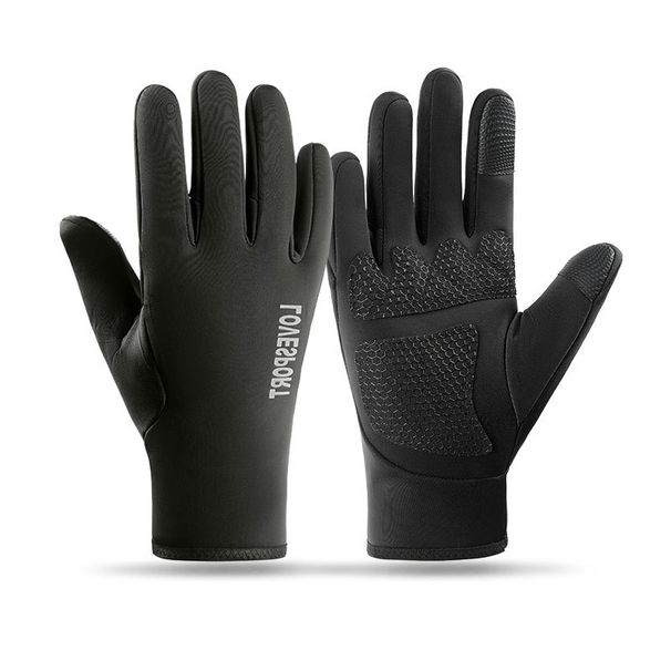 Cycling Gloves Warm And Windproof Plus Velvet Cycling Sports Non Slip Touch Screen Electric Motorcycle Riding Flip Cover Leaking Cold_viptrois.com