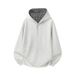 Reversible Plaid Hoodie – Korean Oversized Unisex Zip-Front With Dual Wear Options, Black & Grey Checkered_viptrois.com
