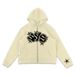 Unisex Streetwear Hoodie With Star & Letter Print – Zip-Up Oversized Pullover For Men/Women | Trendy Graphic Sweatshirt (Black/White/Grey/Cream)_viptrois.com