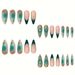 Blue Star Rendering Almond Shaped Short False Nails - Sweet & Cool Wearable Nails With New Technology (European & American Style)_viptrois.com