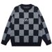 Winter Thick Warm American Style Sweater For Men Loose Fit Plus Size Checkered Jacquard Knitwear Trendy Brand_viptrois.com