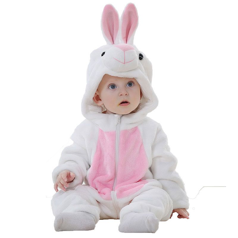 kid's clothing Spring and autumn flannel baby crawl suit baby bunny pajamas_viptrois.com