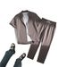 Men's Clothing Summer Men's Ice Silk Two Piece Set Casual Suit With Short Sleeve Shirt And Drawstring Pants Stylish Simple Solid Color_viptrois.com