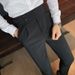 Men's Clothing Men's All Match Slim Fitting Pants Spring And Autumn Retro High Waist Business Solid Color Straight Casual Trousers_viptrois.com