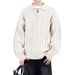 Men's Oversized Polo Knit Sweater - Half Zip Cable Design, Classic Preppy Style, Comfortable & Breathable (Green, Apricot, Light Gray, Dark Gray)_viptrois.com