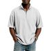 Men's Half-Zip Waffle Knit Polo Shirt - Breathable Short Sleeve T-Shirt, Loose Fit Casual Top, Solid Color Streetwear For All Seasons_viptrois.com