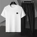 Men's Clothing Large Size Suit High End Leisure Sports Suit Men's Ice Silk Breathable Elastic Quick Drying Ultra Thin Short Sleeved Two Piece Suit_viptrois.com