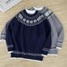 Retro Snowflake Pattern Round Neck Knitted Sweater Men's Trendy Brand Loose Warm Sweater_viptrois.com