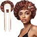 Double Layer Satin Sleeping Cap Double Sided Round Hat Bow Ribbon Silk Beauty Hair Cap Bonnet_viptrois.com