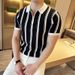 Men's Half-Zip Contrast Stripe Polo Shirt - Summer Lightweight & Breathable | Slim Lapel Design | Mature Elegant Style_viptrois.com