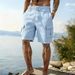 Men's Clothing Men's Cotton Linen Work Shorts Drawstring Elastic Waist Straight Leg Solid Color Breathable Everyday Beach Shorts Five Point Pants_viptrois.com