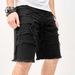 Men's Clothing High Street New Straight Shorts Trendy Patch Raw Edge Shorts Loose Casual Jeans_viptrois.com
