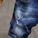 Men's new style foreign trade exclusive style embroidered frayed stretch blue mid-length pants men's jeans_viptrois.com